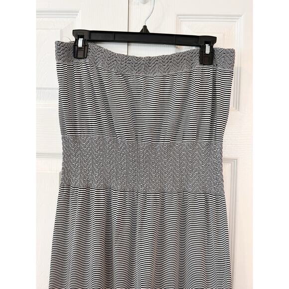 Lark + Grey Black & White Striped Strapless Tube Maxi Dress size L/XL - Picture 3 of 4